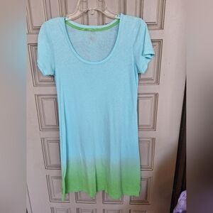 Victoria's Secret Tee Shirt Dress SzS Gradient Blue/Green Cotton Polyester Used